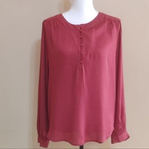 Treasure & Bond Burgundy Long Sleeve Blouse